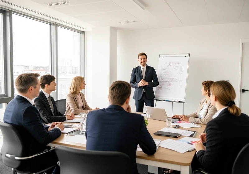 Workshop-Gruppe beim Pitching-Training, Flipchart und Präsentation, München